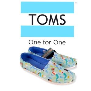 *NWT* Toms Alpargata pastel blue mermaid party canvas shoes